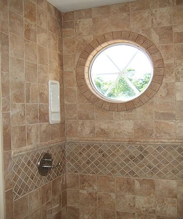 shower tiled round window ful